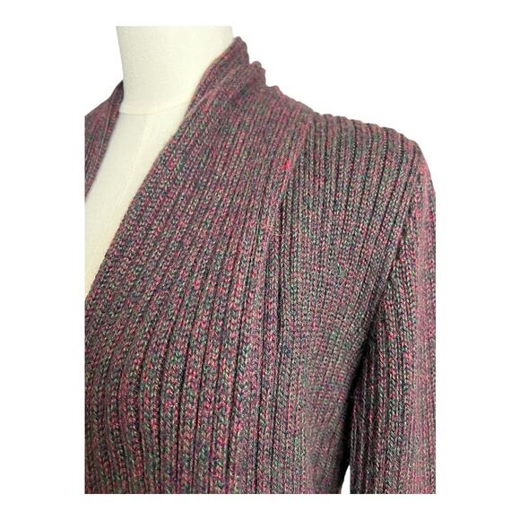 Baby Alpaca Womens Sweater Purple open front Cardigan Twee Preppy Medium Layers - Picture 3 of 7